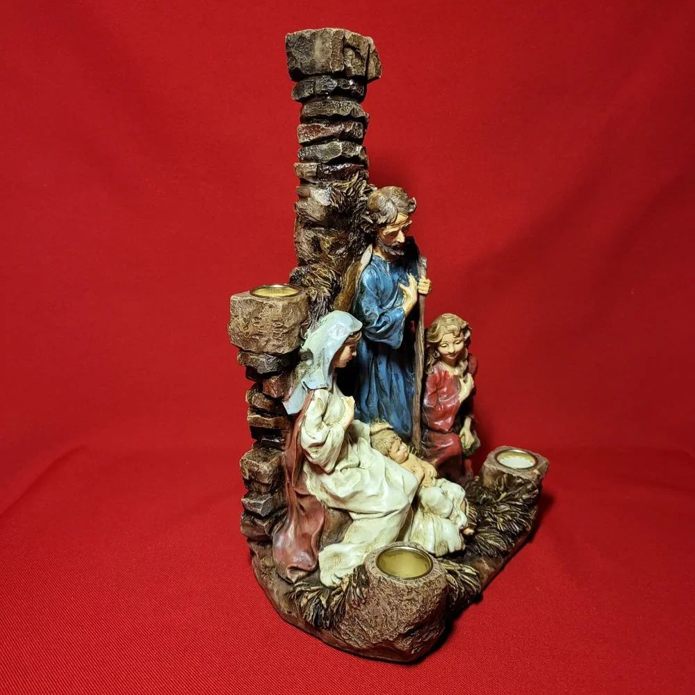 Nativity 5 Candle Holder Christmas Centerpiece Decor